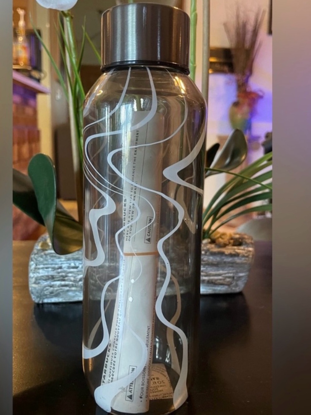 New Starbucks glass water bottle tumbler, Smokey grey marble wave 20 oz - Picture 2 of 4